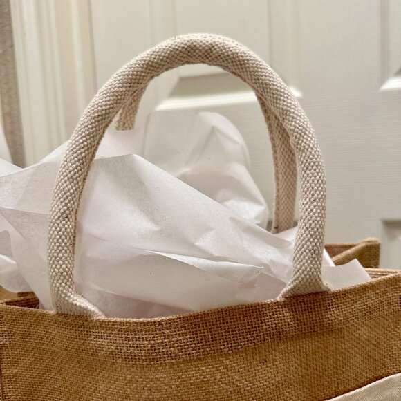 BUNDLE (2) Burlap Bags With A Satin Rose, Barn Wedding Flower Girl Wedding (NEW) - Picture 4 of 13